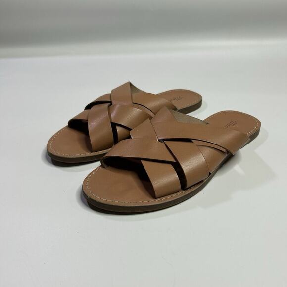 Madewell Sandals Women’s 7 The Boardwalk Woven Leather Slide Solid Brown - Picture 1 of 9
